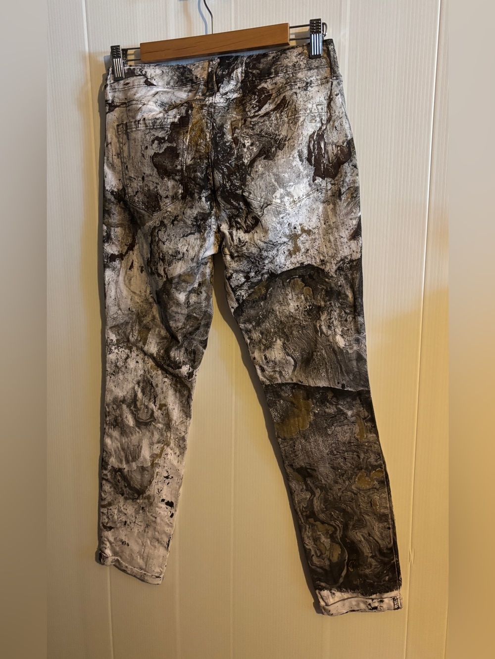 Hydro dipping Jessica Simpson Silver Metallic Marble Jeans size 6/28